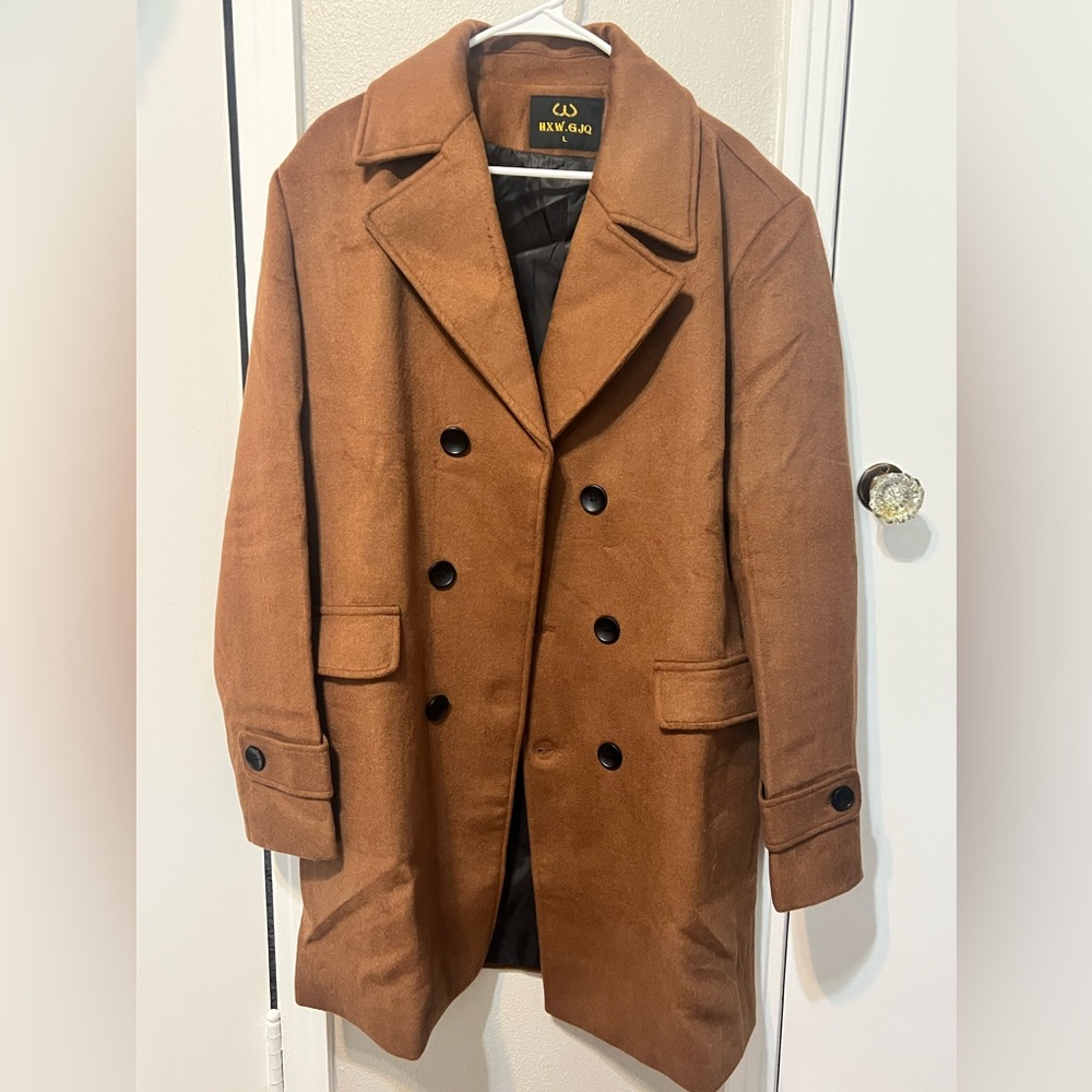 Mens Wool Long Pea Coat.